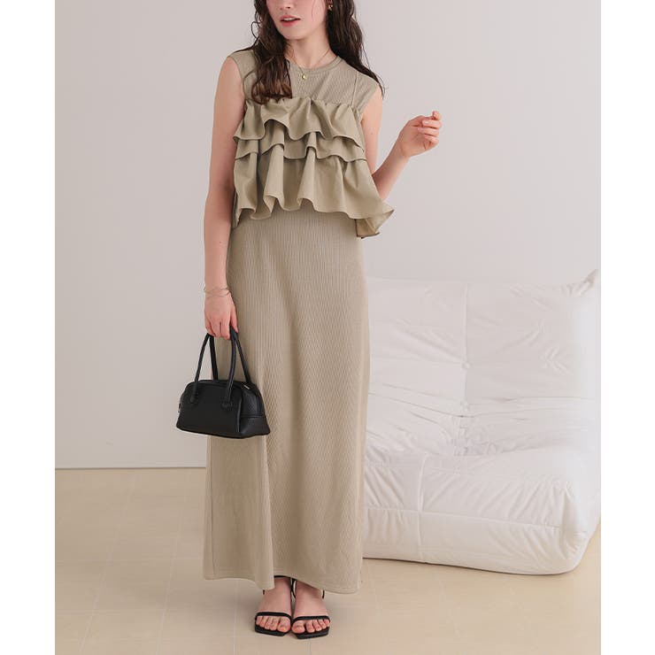 フリルキャミソールトップス/リブカットソーワンピースセット | titivate | 詳細画像16 