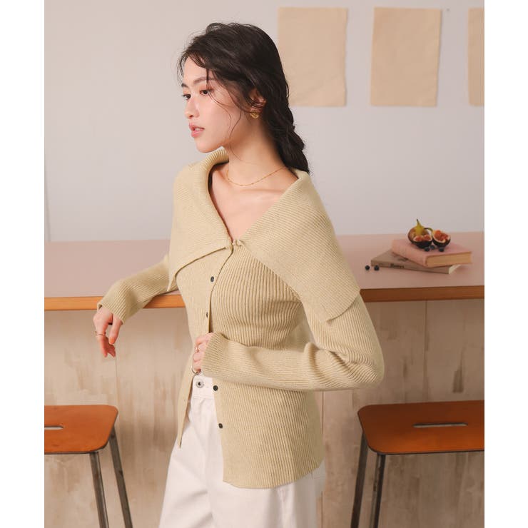 アシンメトリーオフショルダーニットトップス | titivate | 詳細画像3 