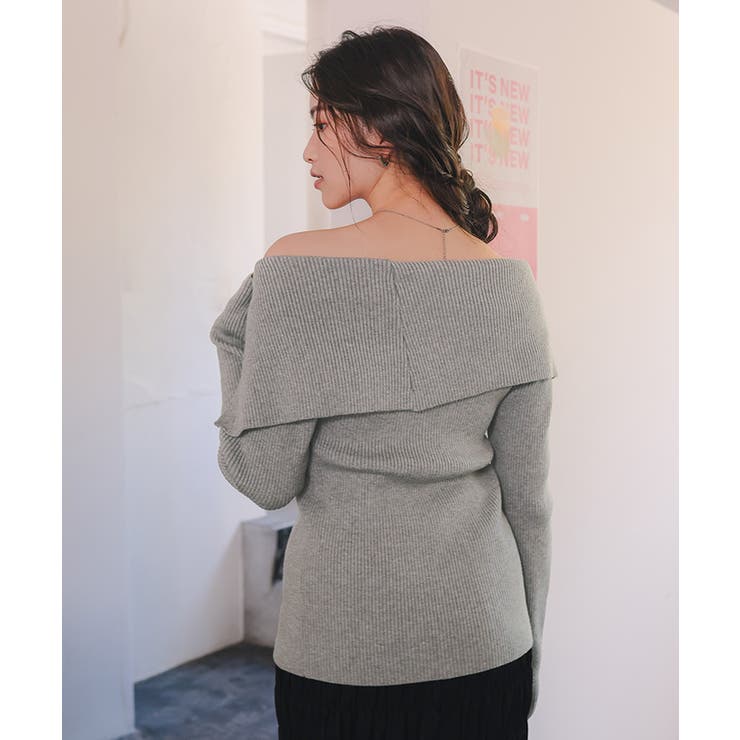 アシンメトリーオフショルダーニットトップス | titivate | 詳細画像10 