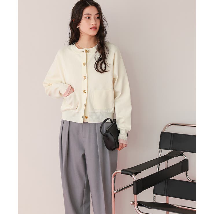 デザイン釦ポケットニットカーディガン | titivate | 詳細画像7 