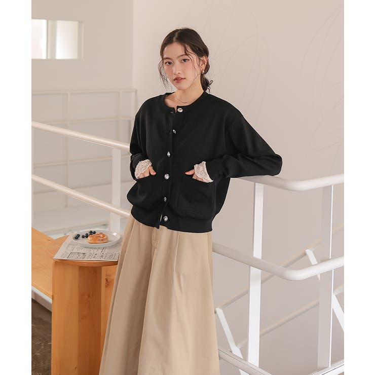 デザイン釦ポケットニットカーディガン | titivate | 詳細画像15 