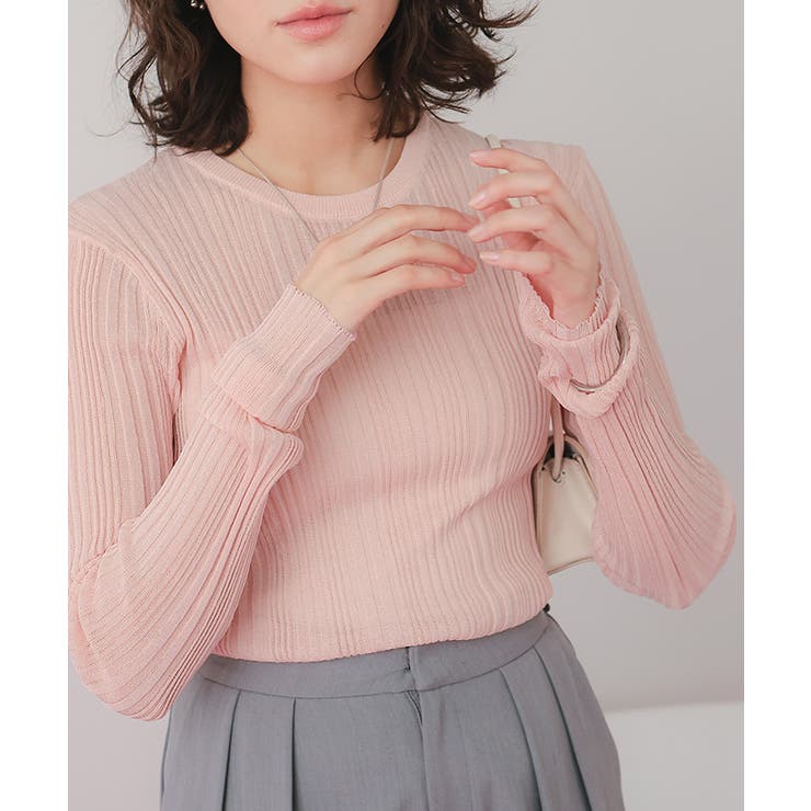 クルーネックランダムリブシアーニット | titivate | 詳細画像23 