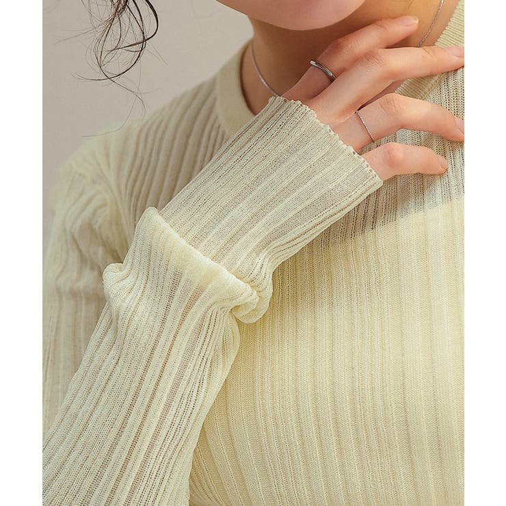 クルーネックランダムリブシアーニット | titivate | 詳細画像4 