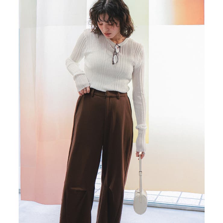 クルーネックランダムリブシアーニット | titivate | 詳細画像6 