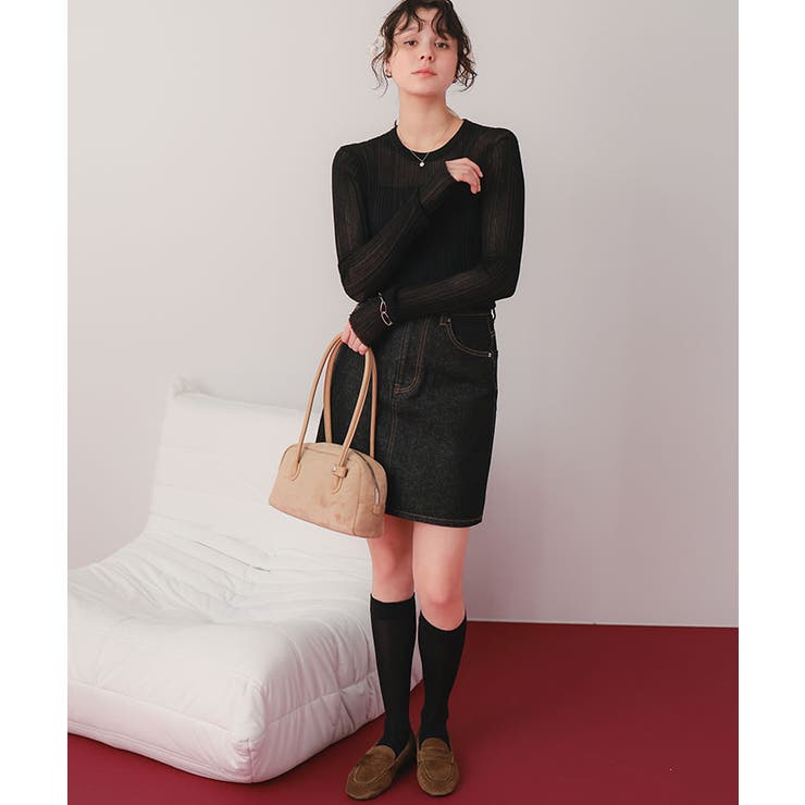 クルーネックランダムリブシアーニット | titivate | 詳細画像16 