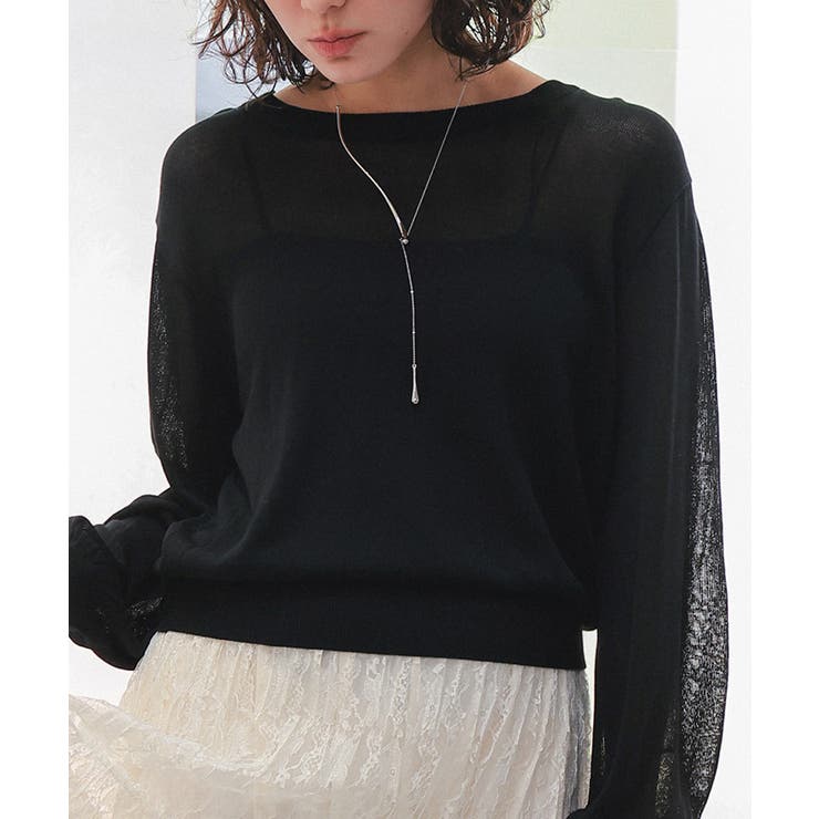 前後2wayボリュームスリーブシアーニットカーディガン | titivate | 詳細画像17 