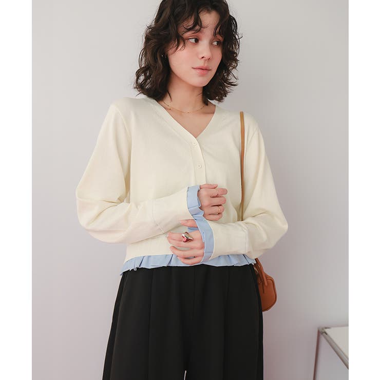 フリルシャツドッキングニットカーディガン | titivate | 詳細画像2 