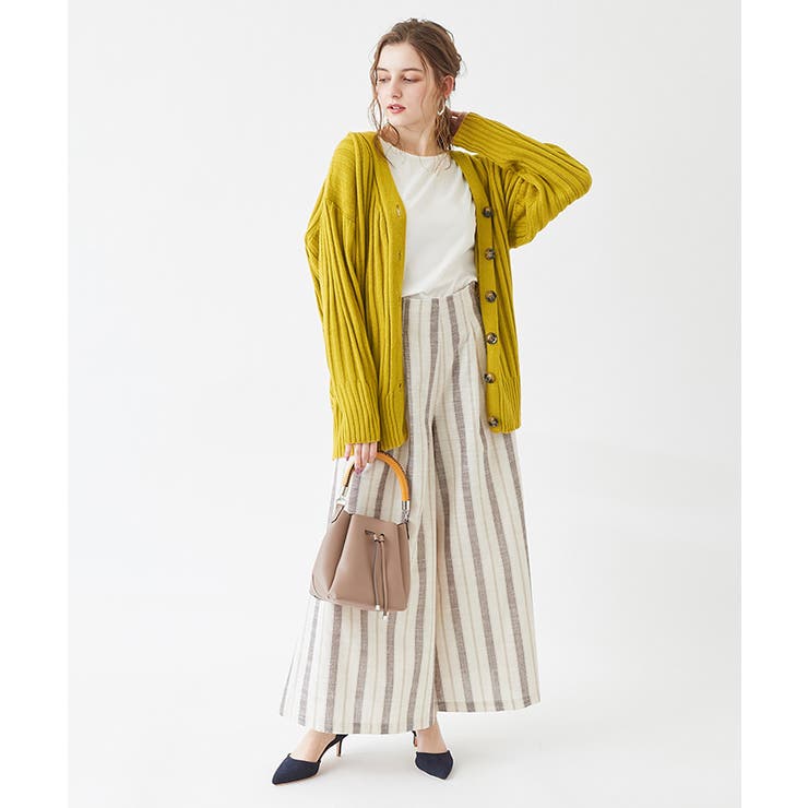 リブ編みゆったりカーディガン オーバーサイズでゆったりと着用