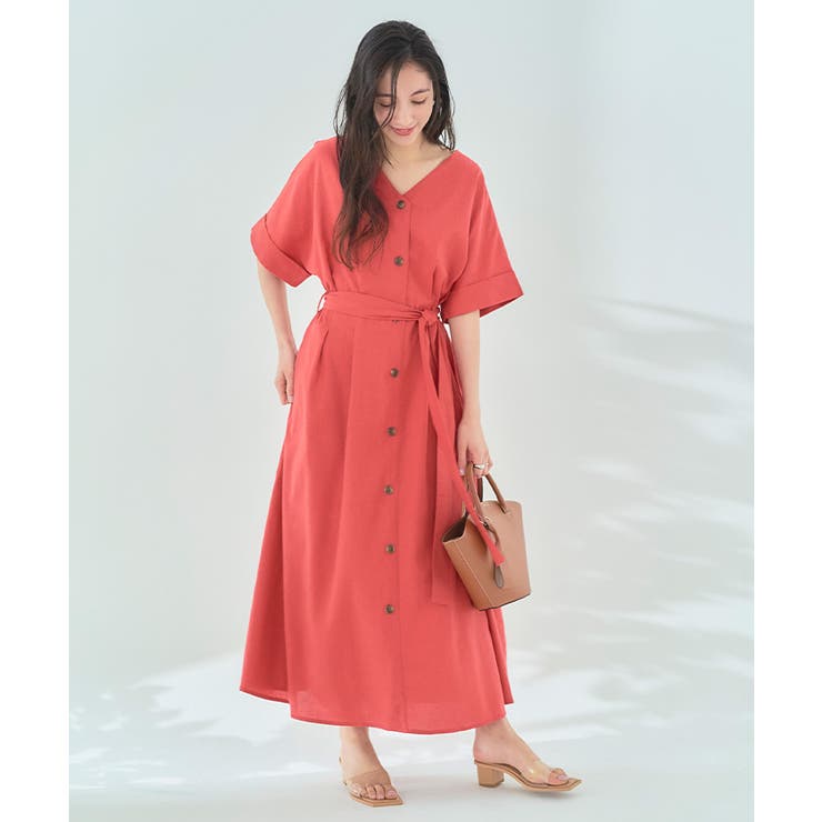 ベルト付きウエストタックワンピース これからの季節に最適なリネン混素材 ワンピース 品番 Tv Titivate ティティベート のレディースファッション通販 Shoplist ショップリスト