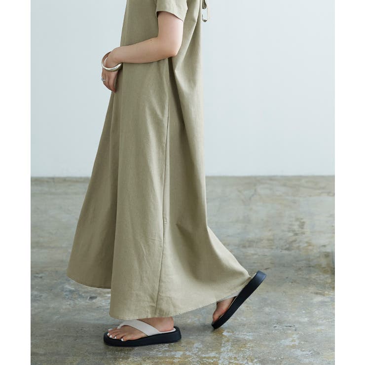 リネン混バックシャンロングワンピース リネン混素材でさらっと涼しい 着心地 品番 Tv Titivate ティティベート のレディースファッション通販 Shoplist ショップリスト