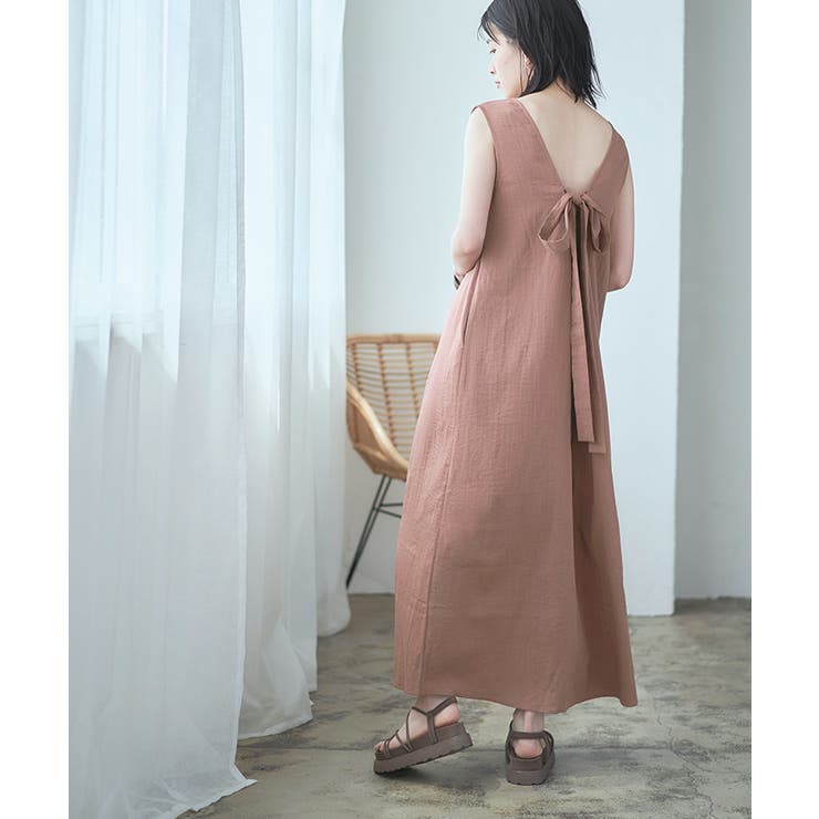 後ろギャザーリボンワンピース リボンデザインで後ろ姿も可愛い ワンピース 品番 Tv Titivate ティティベート のレディースファッション通販 Shoplist ショップリスト