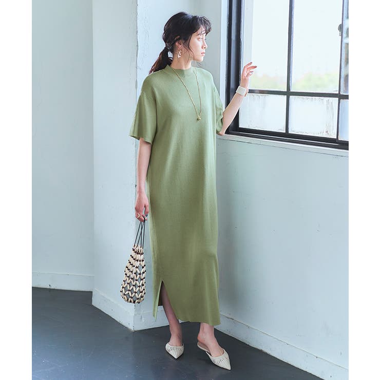 ハーフスリーブニットワンピース 二の腕カバーも叶えるハーフスリーブデザイン 品番 Tv Titivate ティティベート のレディースファッション通販 Shoplist ショップリスト