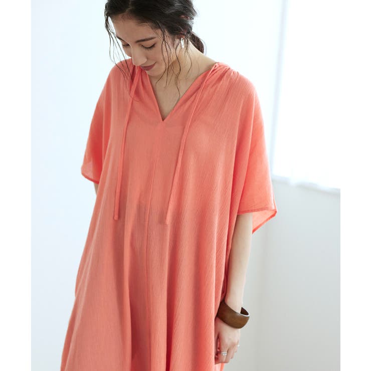 半袖カフタンワンピース 軽やかなコットン楊柳素材がこれから の季節にぴったり 品番 Tv Titivate ティティベート のレディースファッション通販 Shoplist ショップリスト