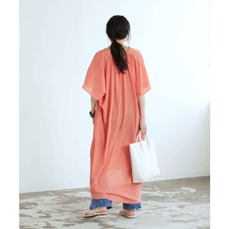 半袖カフタンワンピース 軽やかなコットン楊柳素材がこれから の季節にぴったり 品番 Tv Titivate ティティベート のレディースファッション通販 Shoplist ショップリスト