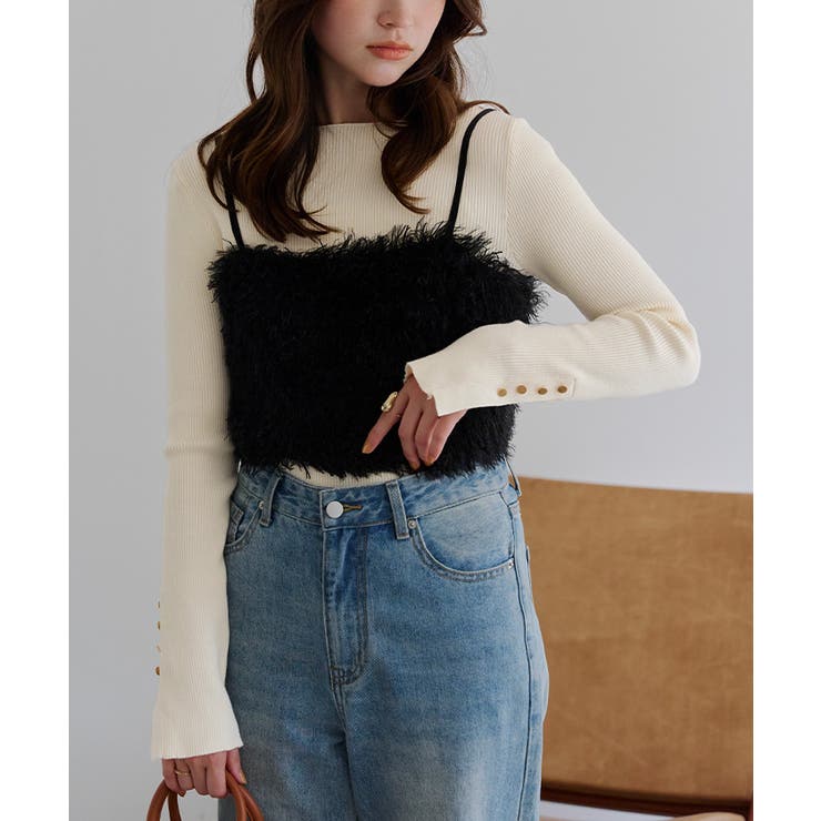 ボートネックゴールド釦デザインニット | titivate | 詳細画像16 