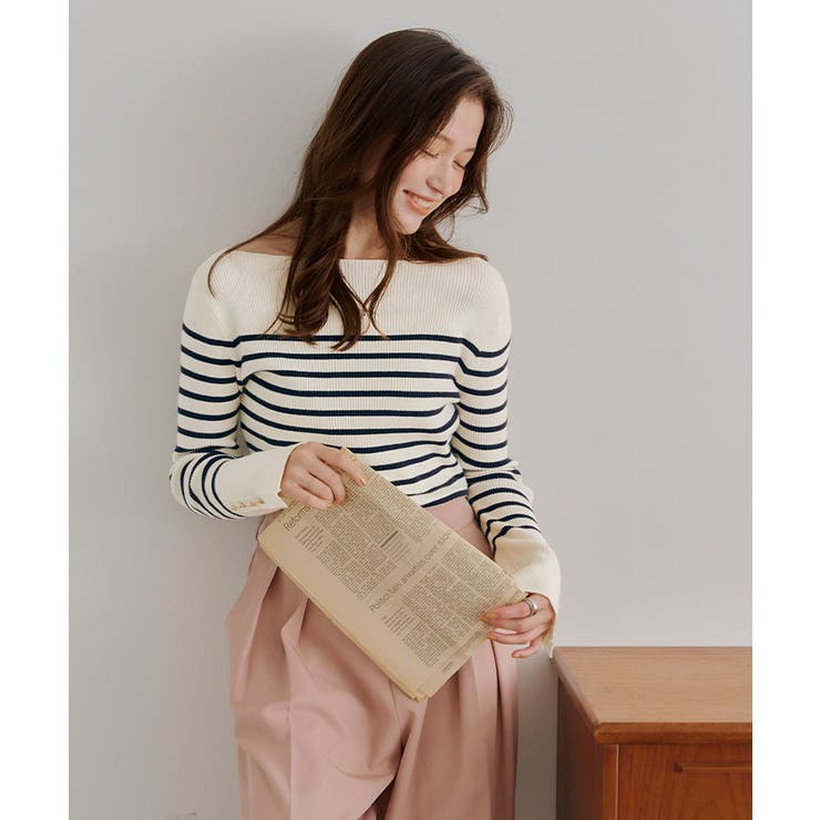 ボートネックゴールド釦デザインニット | titivate | 詳細画像24 