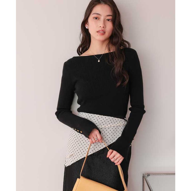 ボートネックゴールド釦デザインニット | titivate | 詳細画像9 