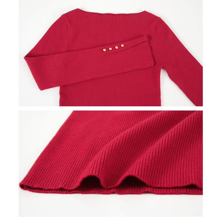 ボートネックゴールド釦デザインニット | titivate | 詳細画像11 