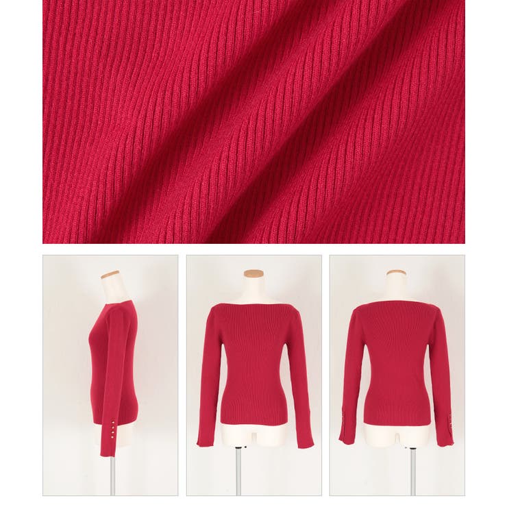 ボートネックゴールド釦デザインニット | titivate | 詳細画像13 