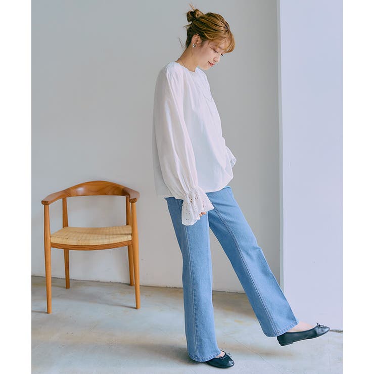 センタープレスブーツカットデニムパンツ[品番:TV000013003 センタープレスブーツカットデニムパンツ[品番:TV000013003
