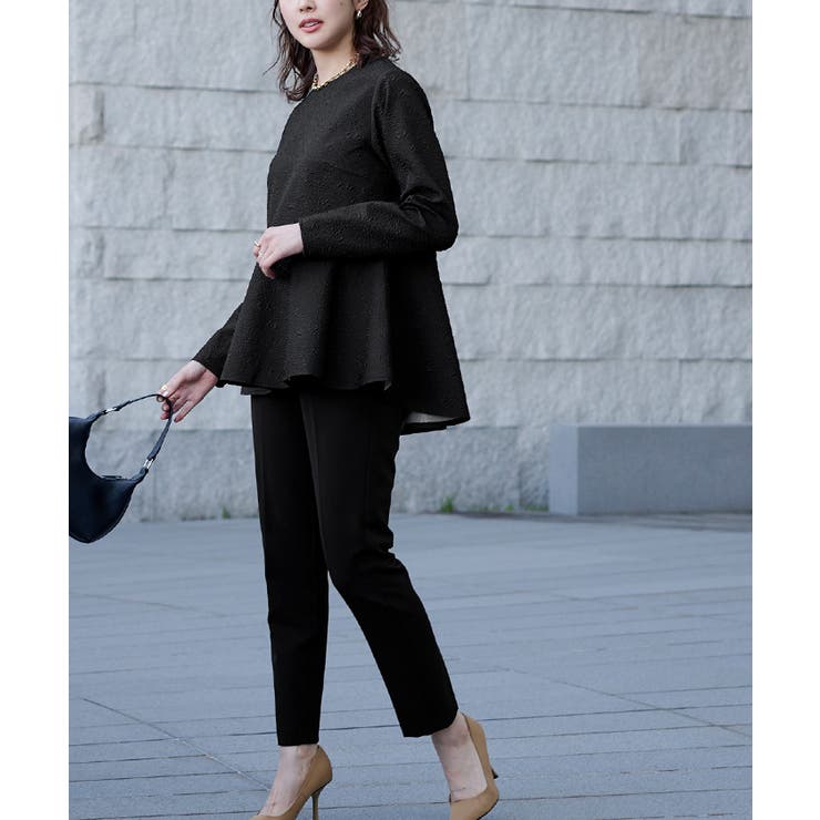 ふくれジャガードクルーネックペプラムプルオーバー トップス レディース | titivate | 詳細画像18 