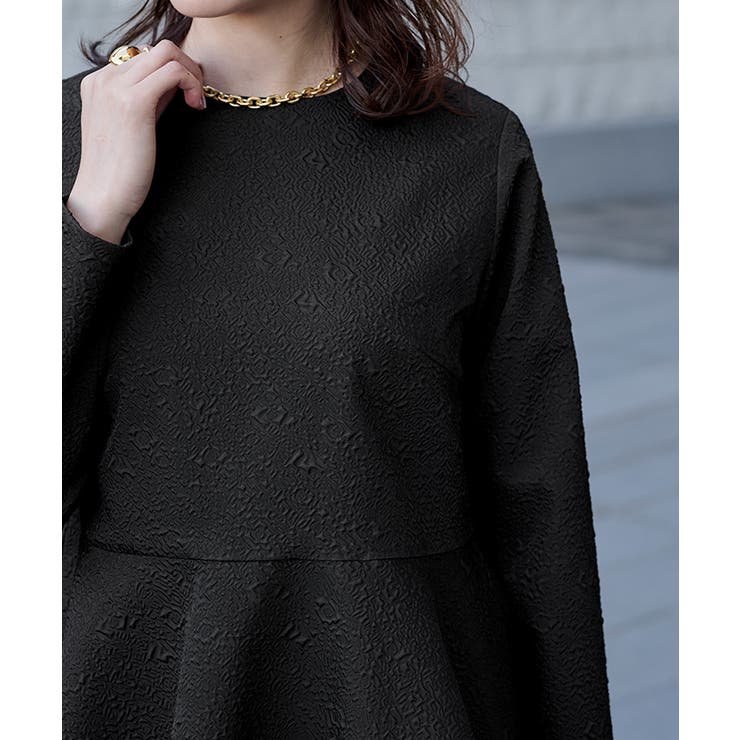ふくれジャガードクルーネックペプラムプルオーバー トップス レディース | titivate | 詳細画像19 