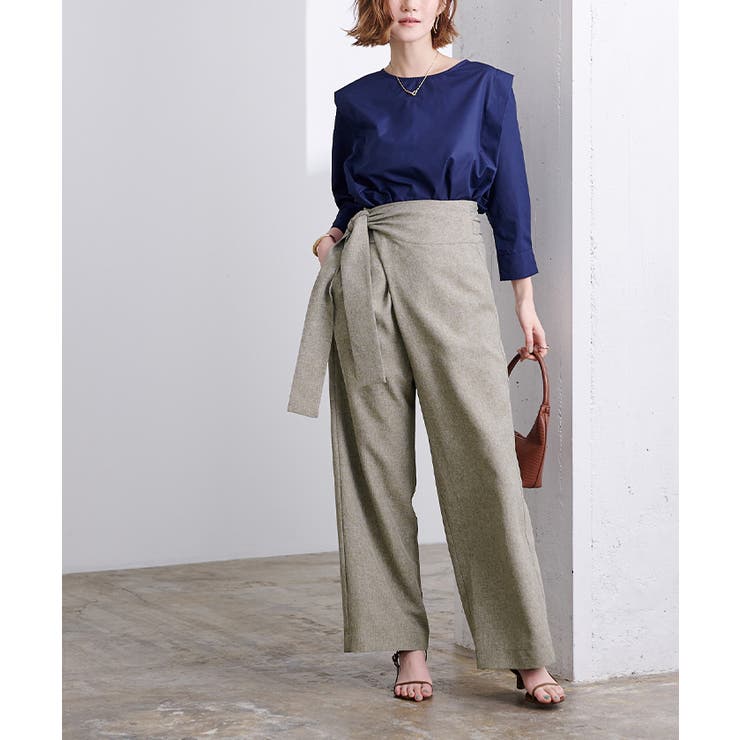 リネンライクハイウエストラップワイドパンツ【UR’S ユアーズ】 | titivate | 詳細画像9 