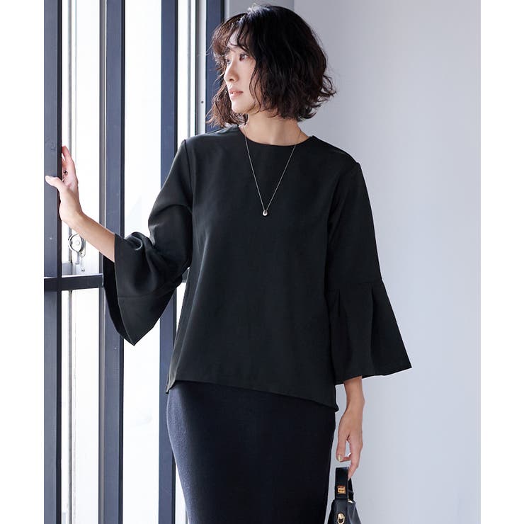 再再販！ タックフレアスリーブトップス トップス[品番 レディース トップス