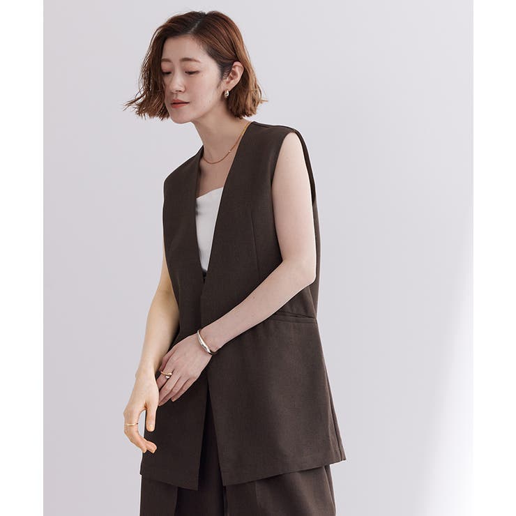 リネンライクVネックノーカラージレ【UR’S ユアーズ】 | titivate | 詳細画像12 