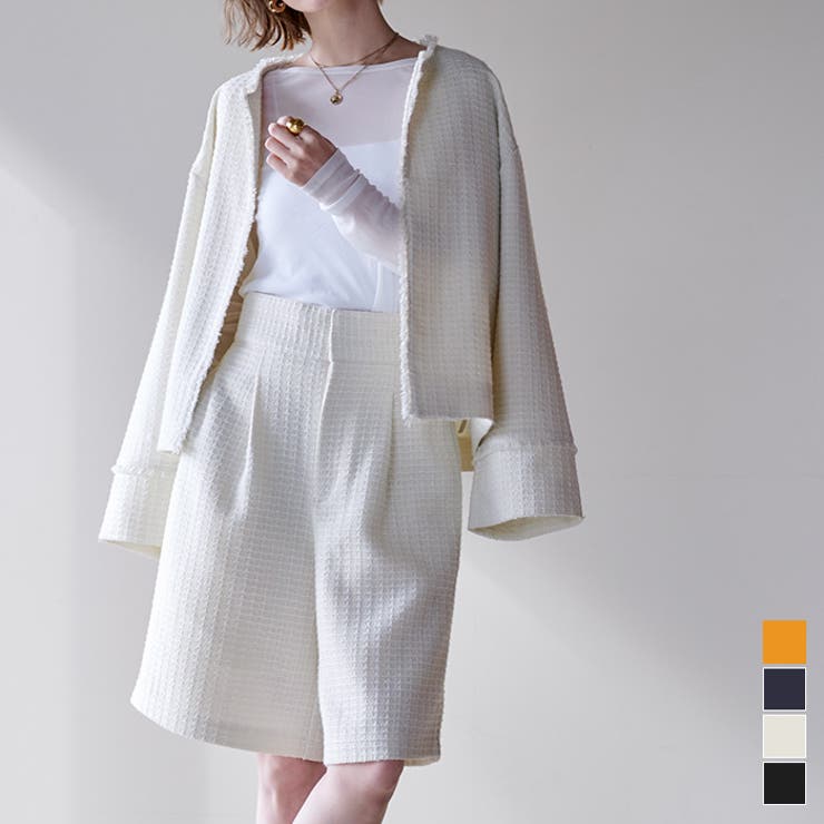 ツイードハイウエストハーフパンツ ボトムス レディース | titivate | 詳細画像1 