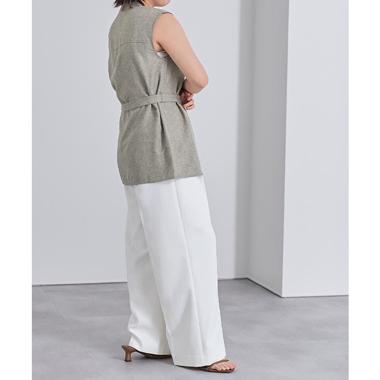 リネン ノースリーブ トップス アイボリー tops-02478 リネン ノースリーブ ブラウス ホワイト カーキ