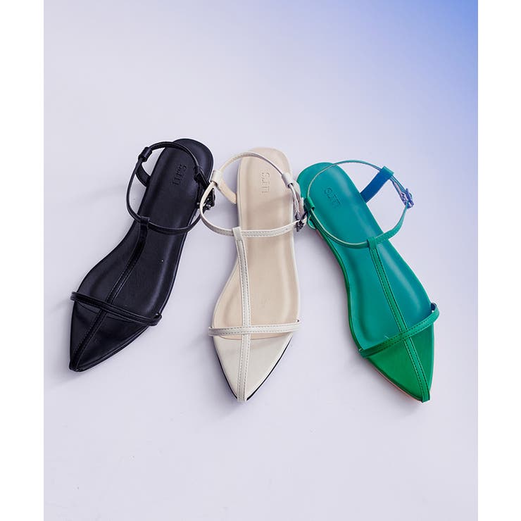 【 】Gabry ストライTストラップ フラットサンダル CAPRICIEUX LE'MAGE｜Tストラップフラットサンダル | Rakuten
