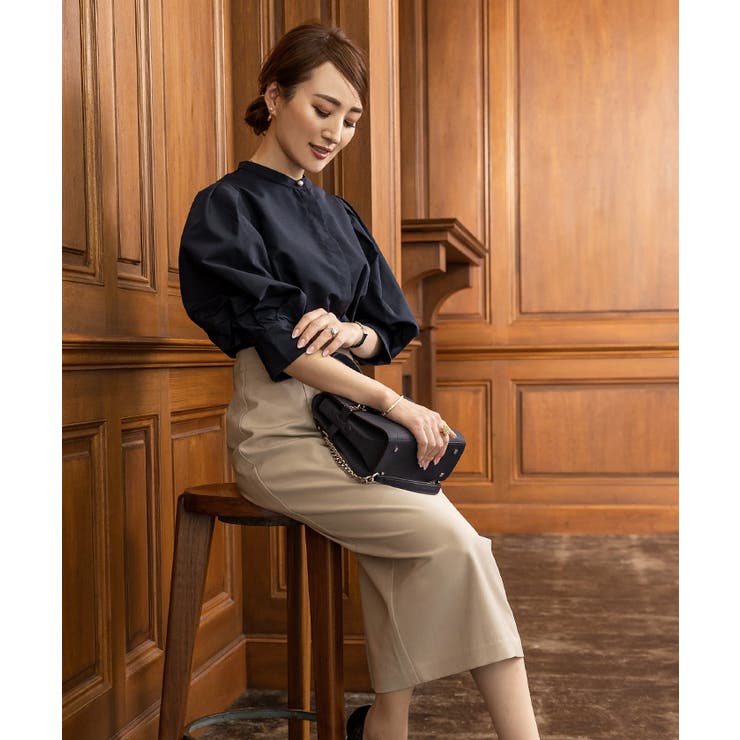 バンドカラーパフスリーブブラウス トップス レディース | titivate | 詳細画像23 