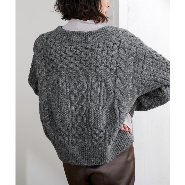 Vネックローゲージケーブルニット トップス レディース | titivate | 詳細画像19 