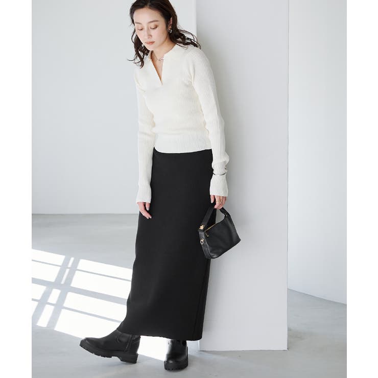 コットンウールブレンドリブシガレットスカート ボトムス レディース | titivate | 詳細画像12 