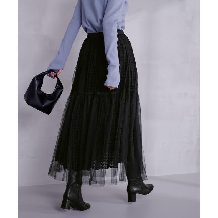 フロッキーチュールティアードスカート ボトムス レディース | titivate | 詳細画像15 