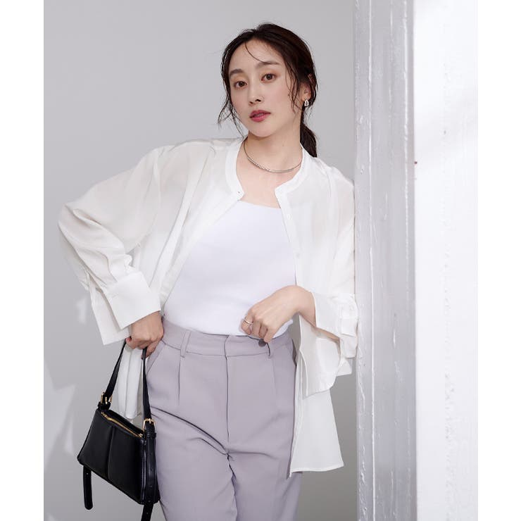 アジャスタブルカフスバンドカラーシャツ トップス レディース | titivate | 詳細画像18 