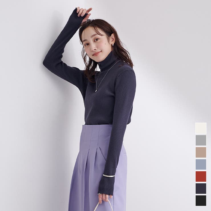 フィンガーホール付リブタートルネックトップス トップス レディース | titivate | 詳細画像1 