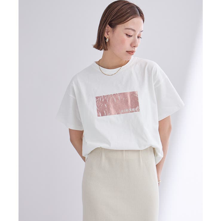 tシャツ 箔プリントTシャツ レディース Te chichi TERRASSE tシャツ 「接触冷感」箔プリントクロップドT