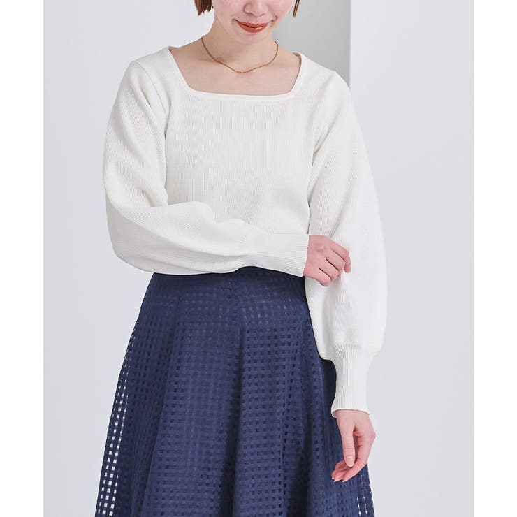 ボリュームスリーブスクエアネックニット トップス レディース | titivate | 詳細画像13 
