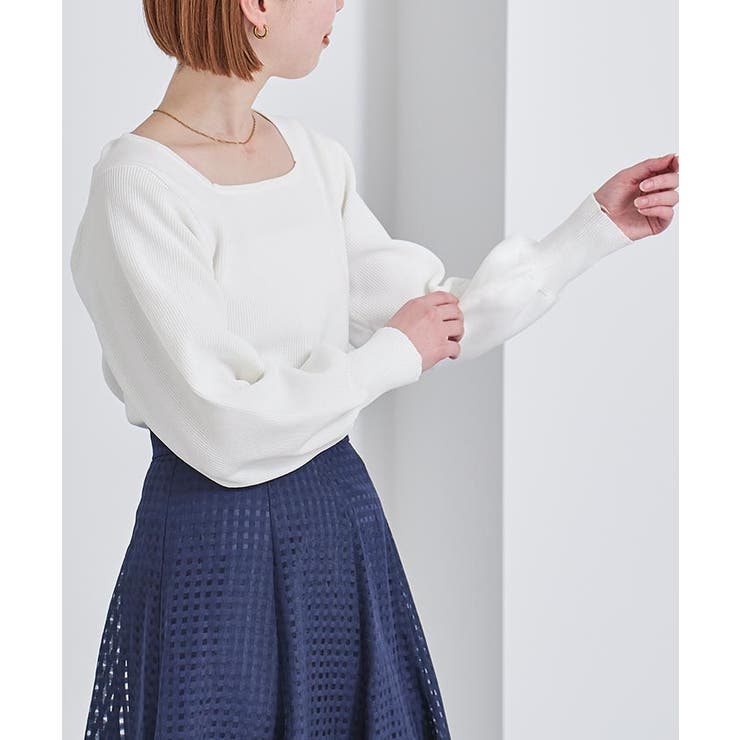 ボリュームスリーブスクエアネックニット トップス レディース | titivate | 詳細画像16 