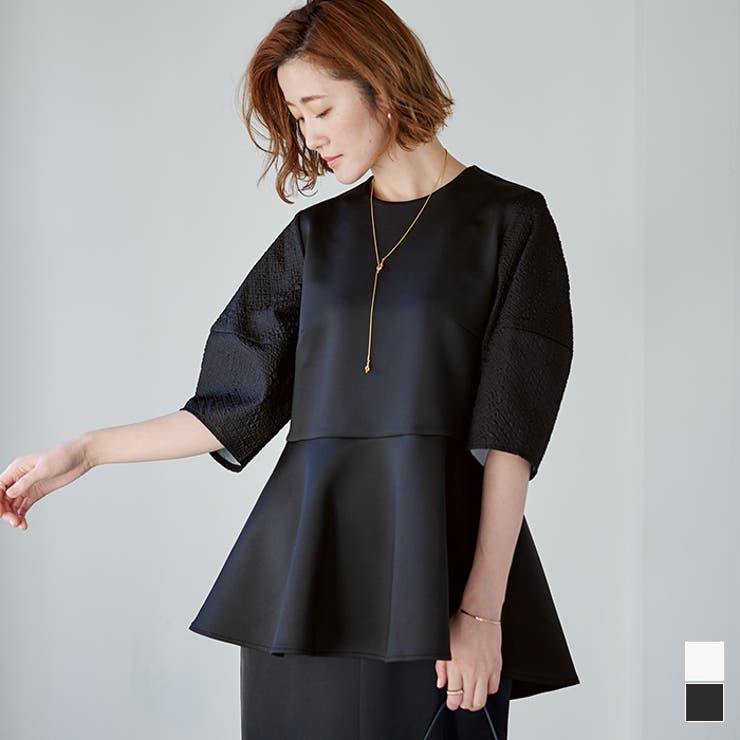 ふくれジャガードドッキングトップス トップス レディース | titivate | 詳細画像1 