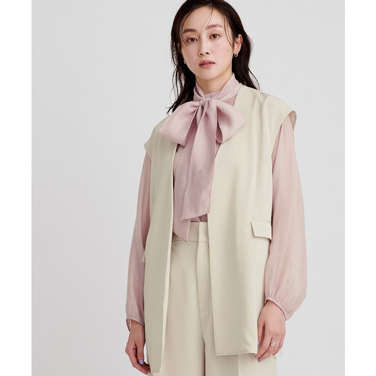 ノーカラーフレンチスリーブジレ トップス レディース | titivate | 詳細画像14 