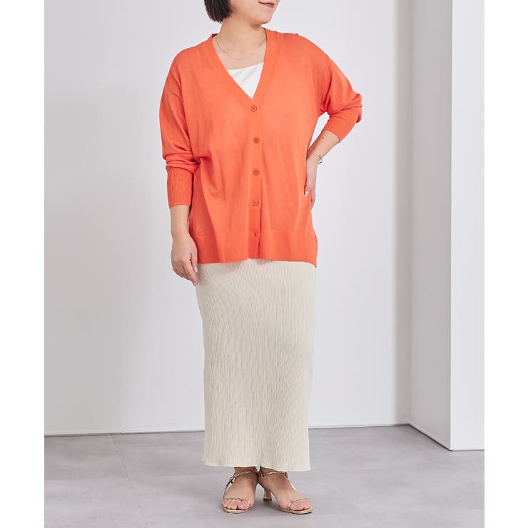 シアーVネックオーバーサイズニットカーディガン トップス レディース | titivate | 詳細画像16 