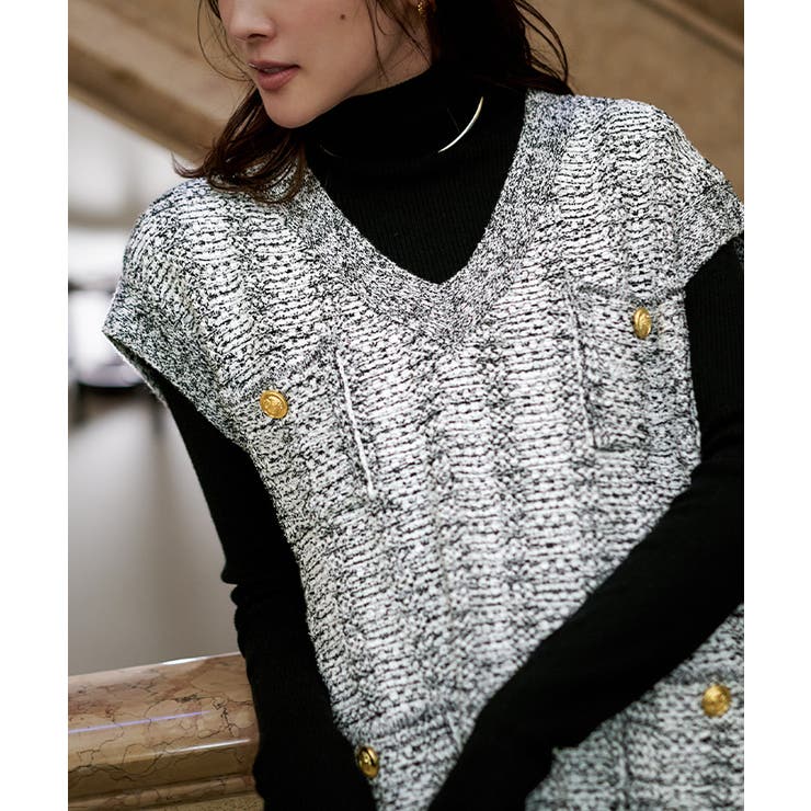 Vネックツイードベスト トップス レディース | titivate | 詳細画像11 