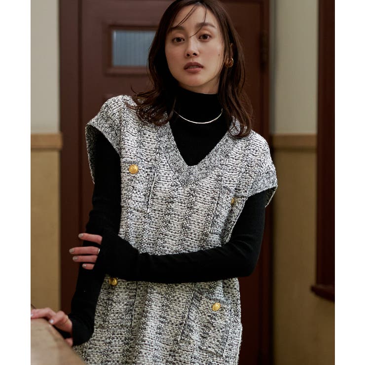 Vネックツイードベスト トップス レディース | titivate | 詳細画像14 