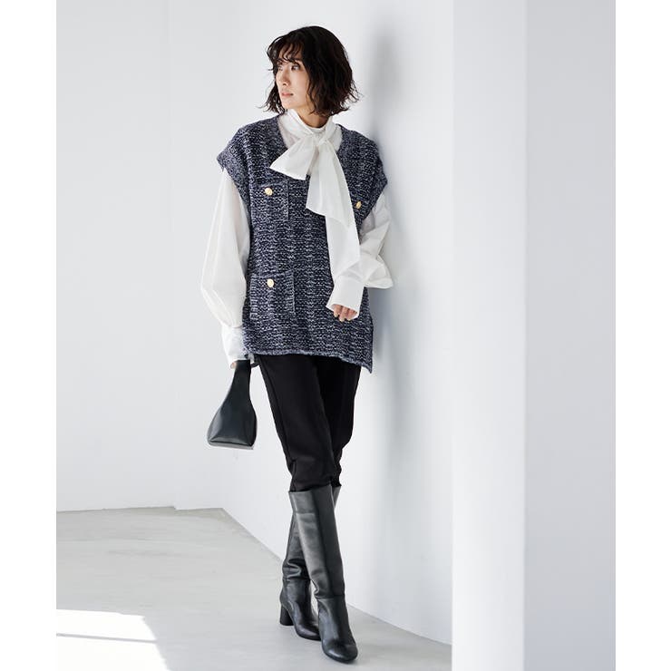 Vネックツイードベスト トップス レディース | titivate | 詳細画像17 
