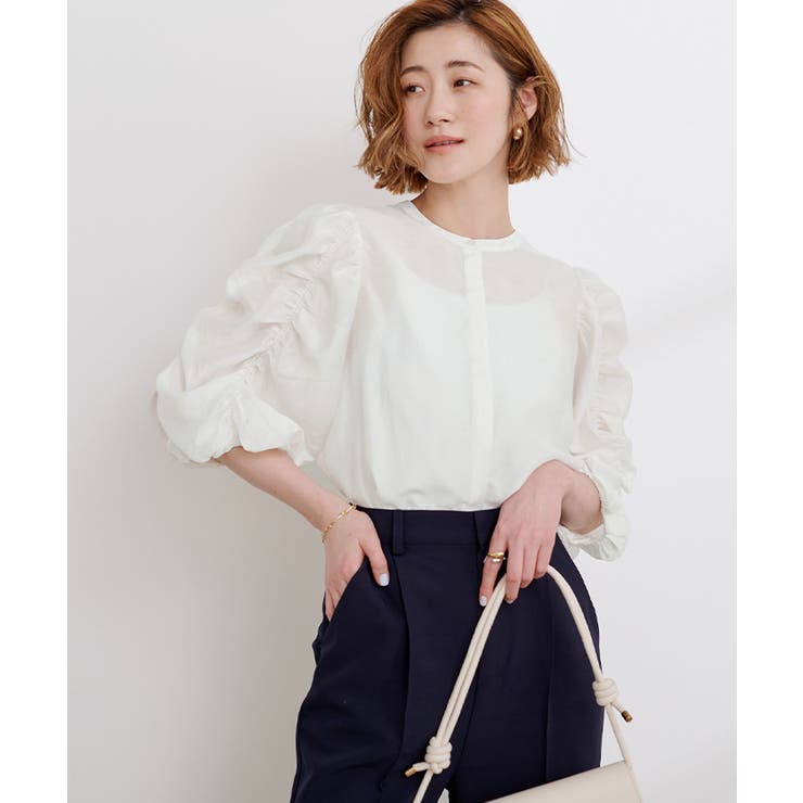 シャーリングデザインスリーブバンドカラーブラウス【UR’S ユアーズ】 | titivate | 詳細画像22 