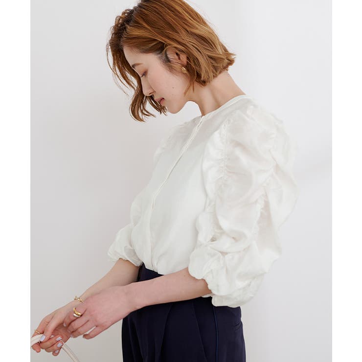 シャーリングデザインスリーブバンドカラーブラウス【UR’S ユアーズ】 | titivate | 詳細画像24 