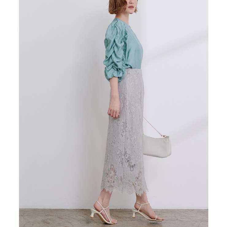 シャーリングデザインスリーブバンドカラーブラウス【UR’S ユアーズ】 | titivate | 詳細画像2 